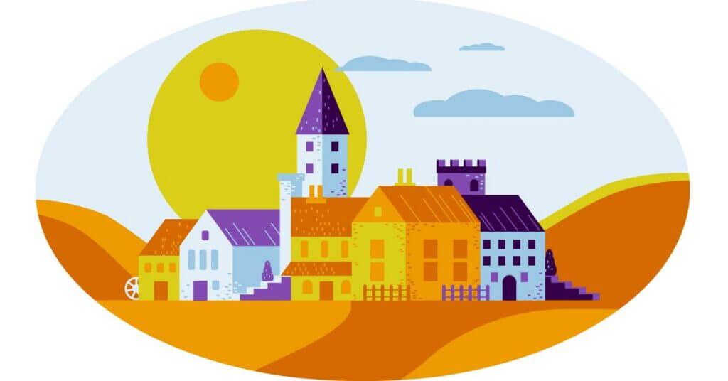 village Illustration d'un petit village de campagne